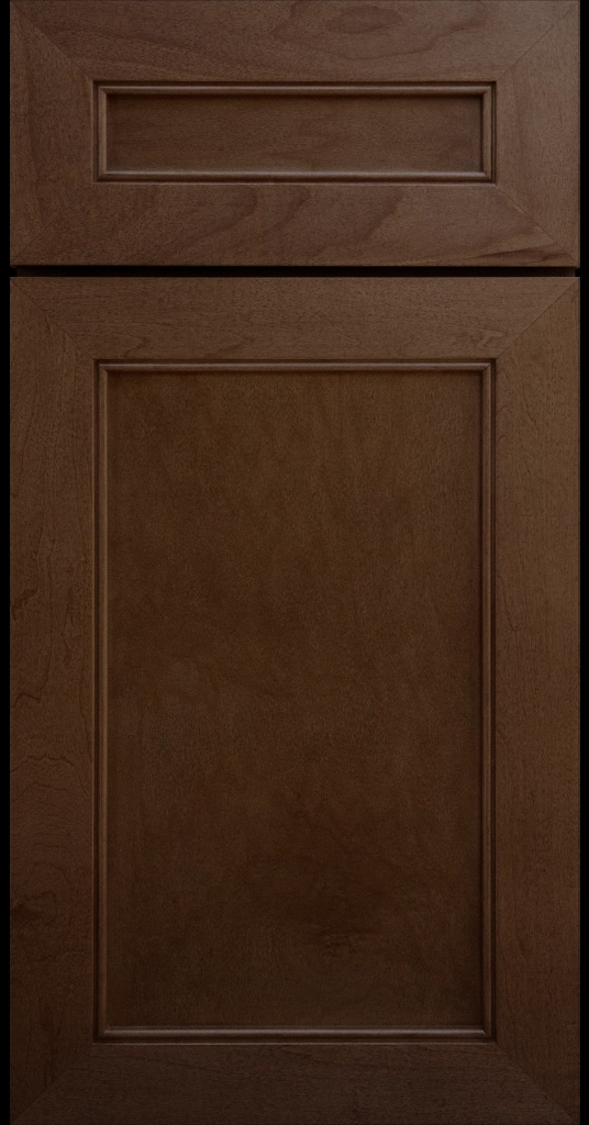 Alpine mitered shaker cabinet in Driftwood Stain with a flat center panel & inside bead detail.